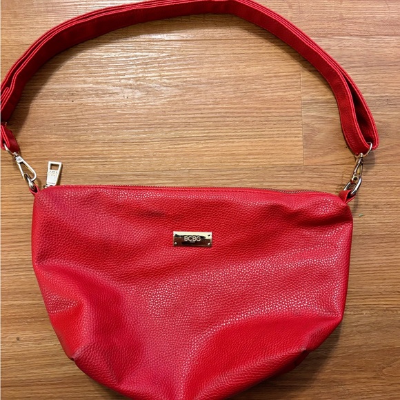 bcbg paris red faux vegan leather red tote bag crossbody purse Sm stain inside - Picture 8 of 16
